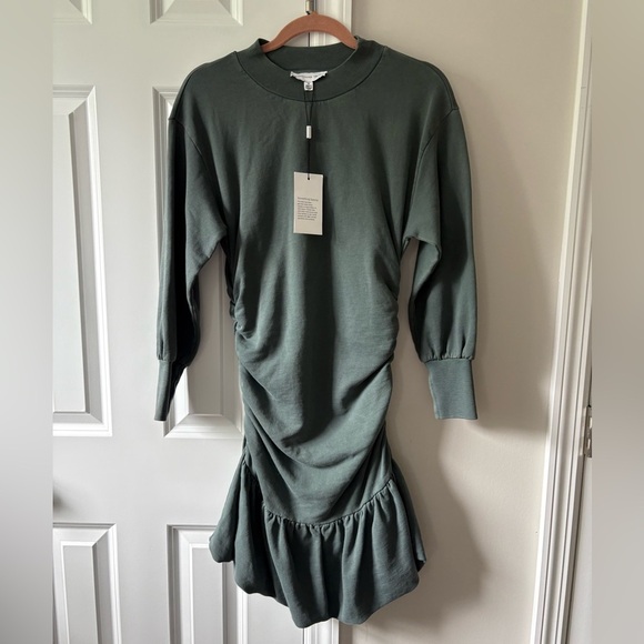 Something Navy Dark Green Ruched Sweatshirt dress size small NWT - Picture 4 of 9